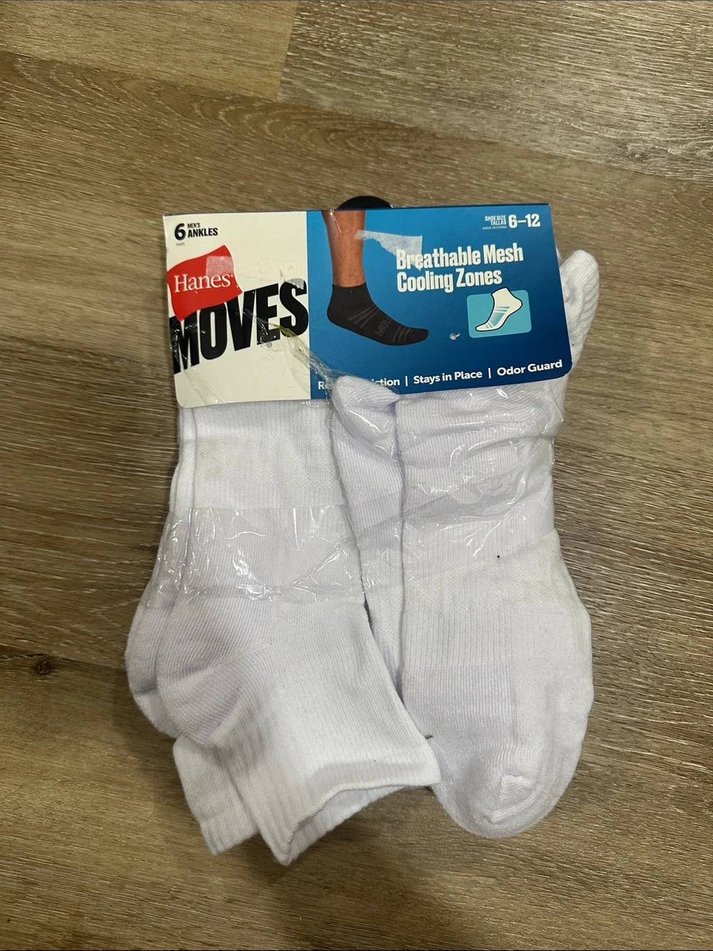 Hanes White Men’s Ankle Socks - Breathable Mesh (6 Pack) cooling zones